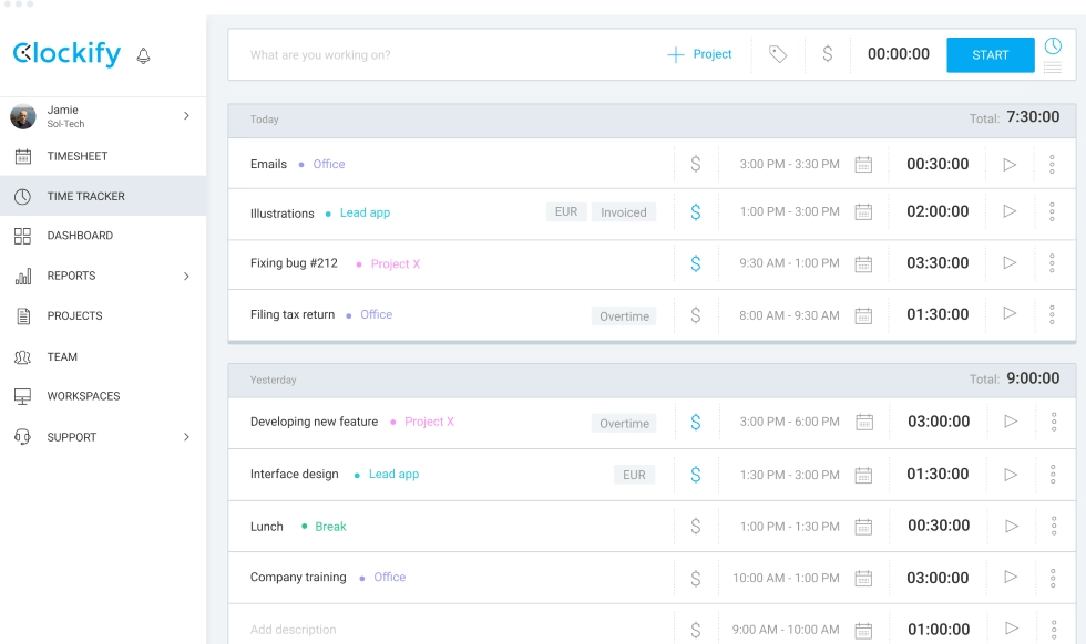 Clockify screenshot monitoring feature.