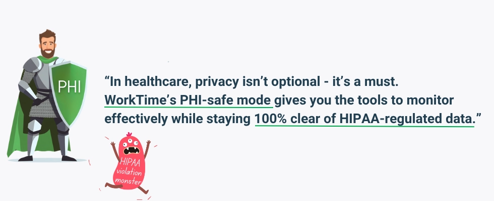 WorkTime protects patient privacy in real time with HIPAA-safe monitoring.